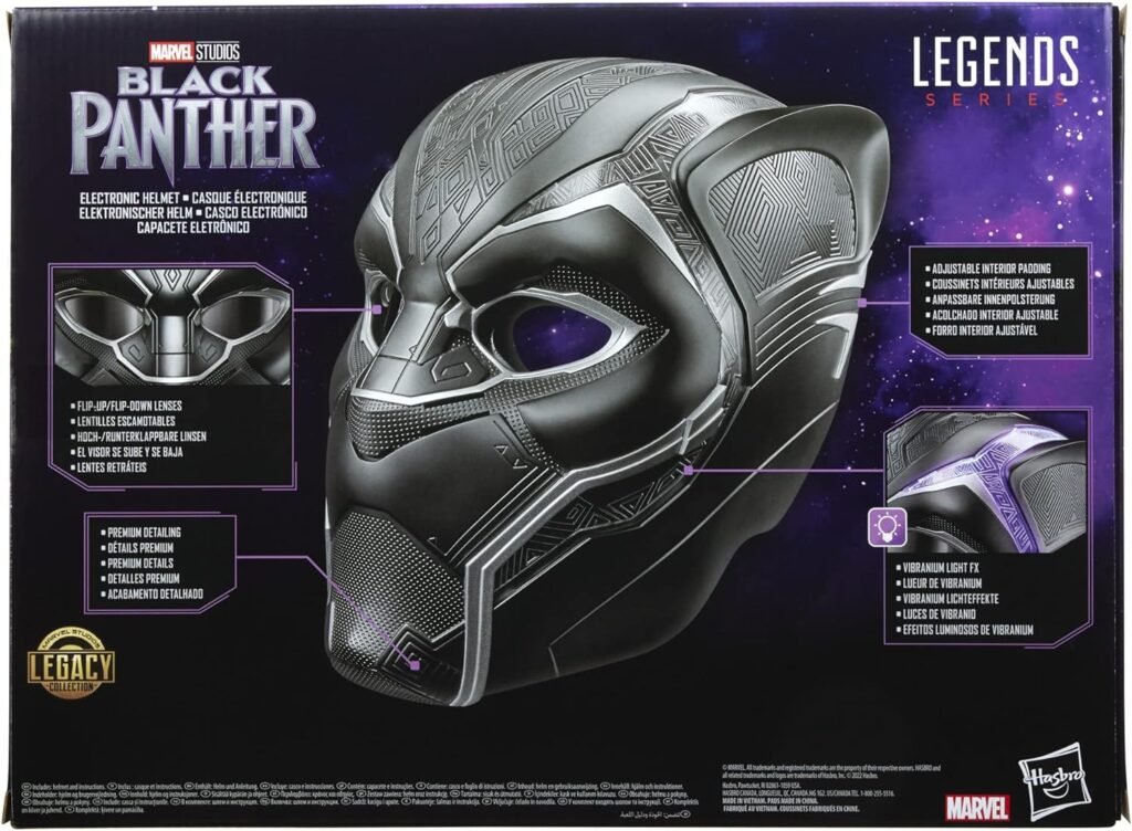 Marvel Legends Series Black Panther Premium Electronic Role Play Helmet with Light FX and Flip-Up Down Lenses, Collectible Roleplay Item