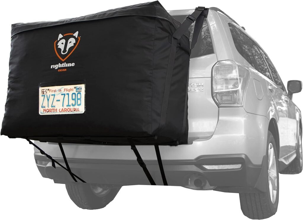 Rightline Gear Waterproof Rear Car Cargo Carrier Bag, Attaches With Or Without Roof Rack, 13 Cubic Feet, Black