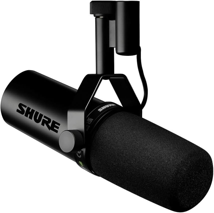 Shure SM7dB Dynamic Vocal Microphone w/Built-in Preamp for Streaming, Podcast,  Recording, Wide-Range Frequency, Warm  Smooth Sound, Rugged Construction, Detachable Windscreen - Black