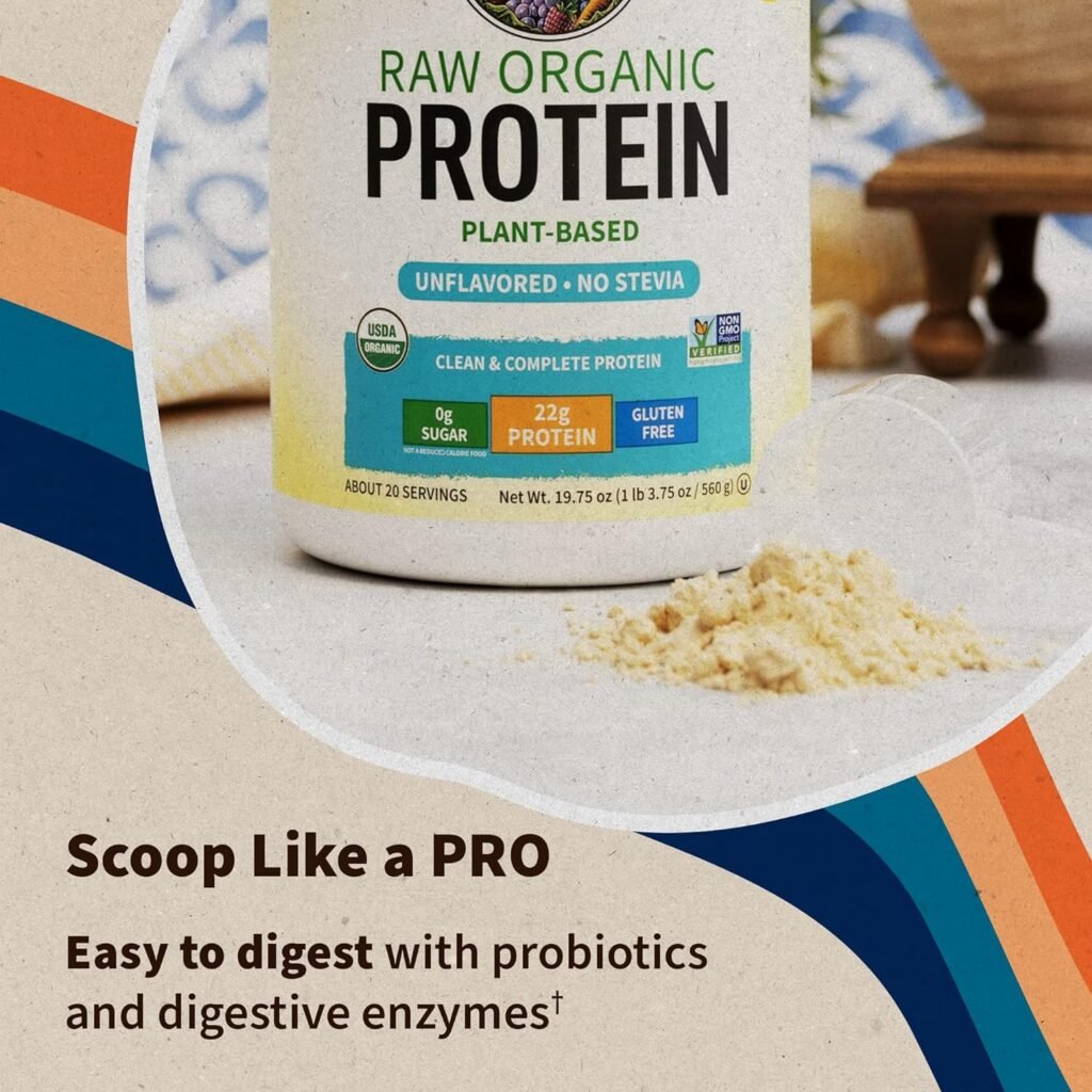 Garden of Life Organic Vegan Vanilla Protein Powder 22g Complete Plant Based Raw Protein  BCAAs Plus Probiotics  Digestive Enzymes for Easy Digestion – Non-GMO, Gluten-Free, Lactose Free 1.5 LB