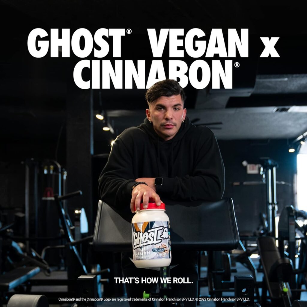 GHOST Vegan Protein Powder, Cinnabon - 2lb, 20g of Protein - Plant-Based Pea  Organic Pumpkin Protein - ­Post Workout  Nutrition Shakes, Smoothies,  Baking - Soy  Gluten-Free