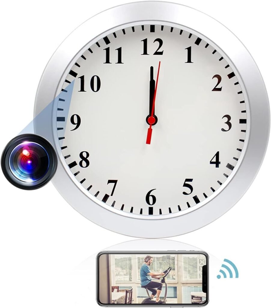 Hidden Camera Clock, Spy Camera HD 1080P WIFI Mini Wall Clock Camera, Wireless Security Surveillance Camera Motion Detection and Video Recoder, Nanny Cam for Home/ Apartment/Office