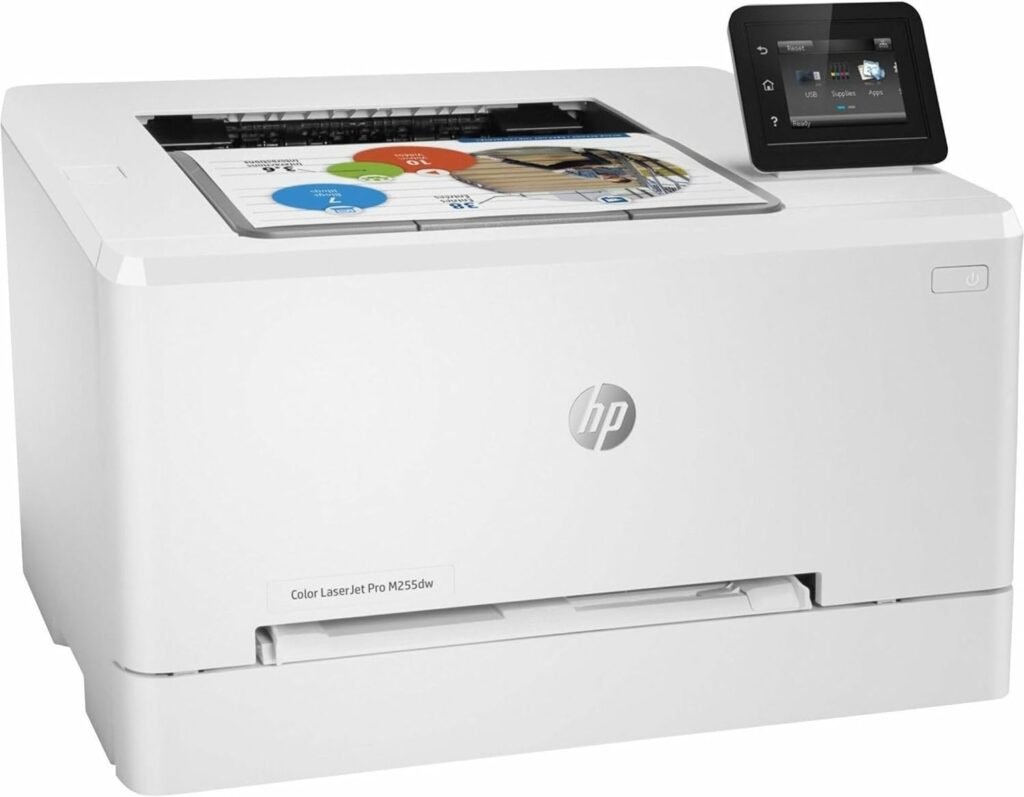 HP Color LaserJet Pro M255dw Wireless Laser Printer, Remote Mobile Print, Duplex Printing, Works with Alexa (7KW64A), White