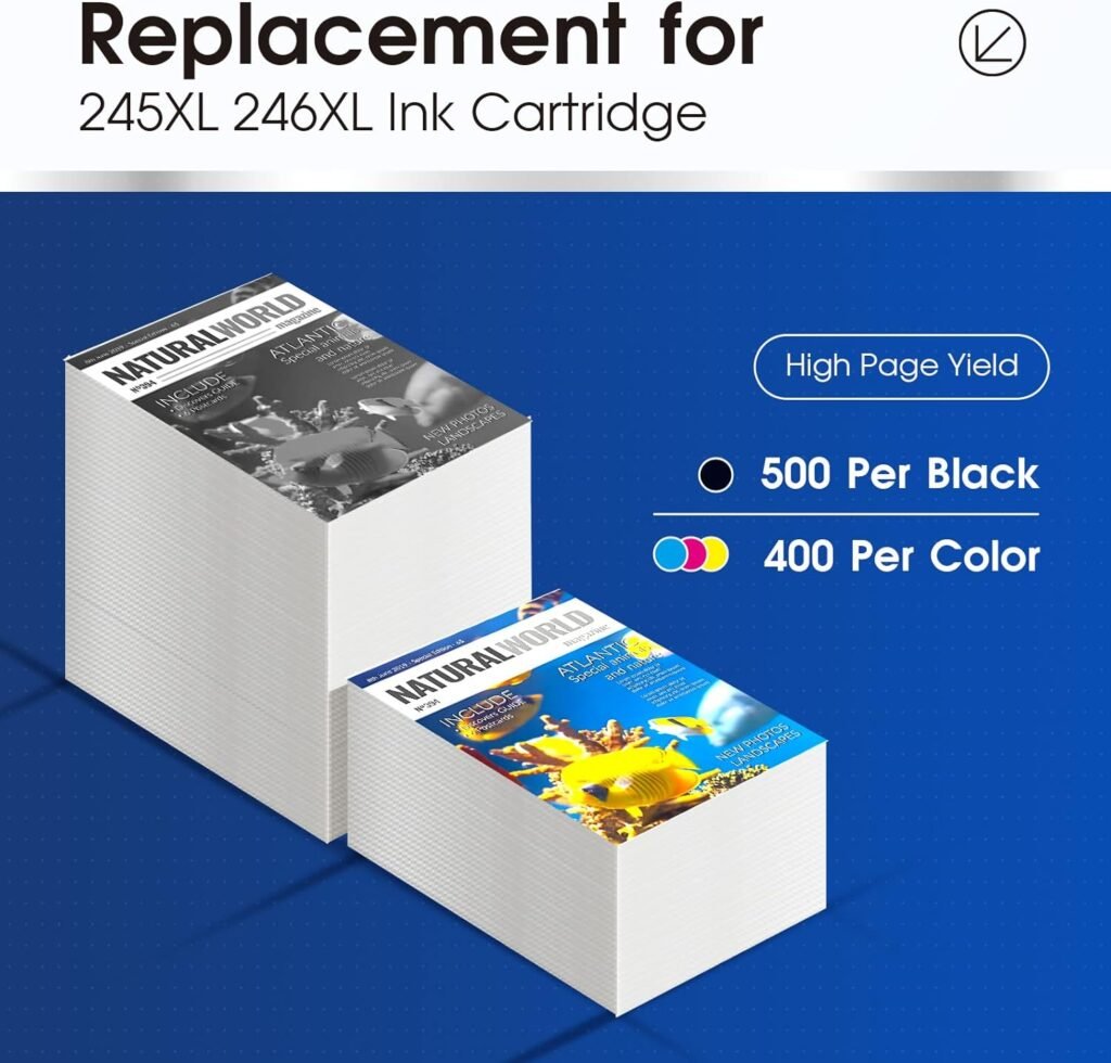 LLAOLLAO Remaunfactured Ink Cartridge Replacement for Canon 245XL 246XL Combo Pack PG-245 CL-246 for Pixma MX490 MX492 TR4520 MG2522 TS3322 TS202 TR4522 MG2920 Printer (1 Black, 1 Color)