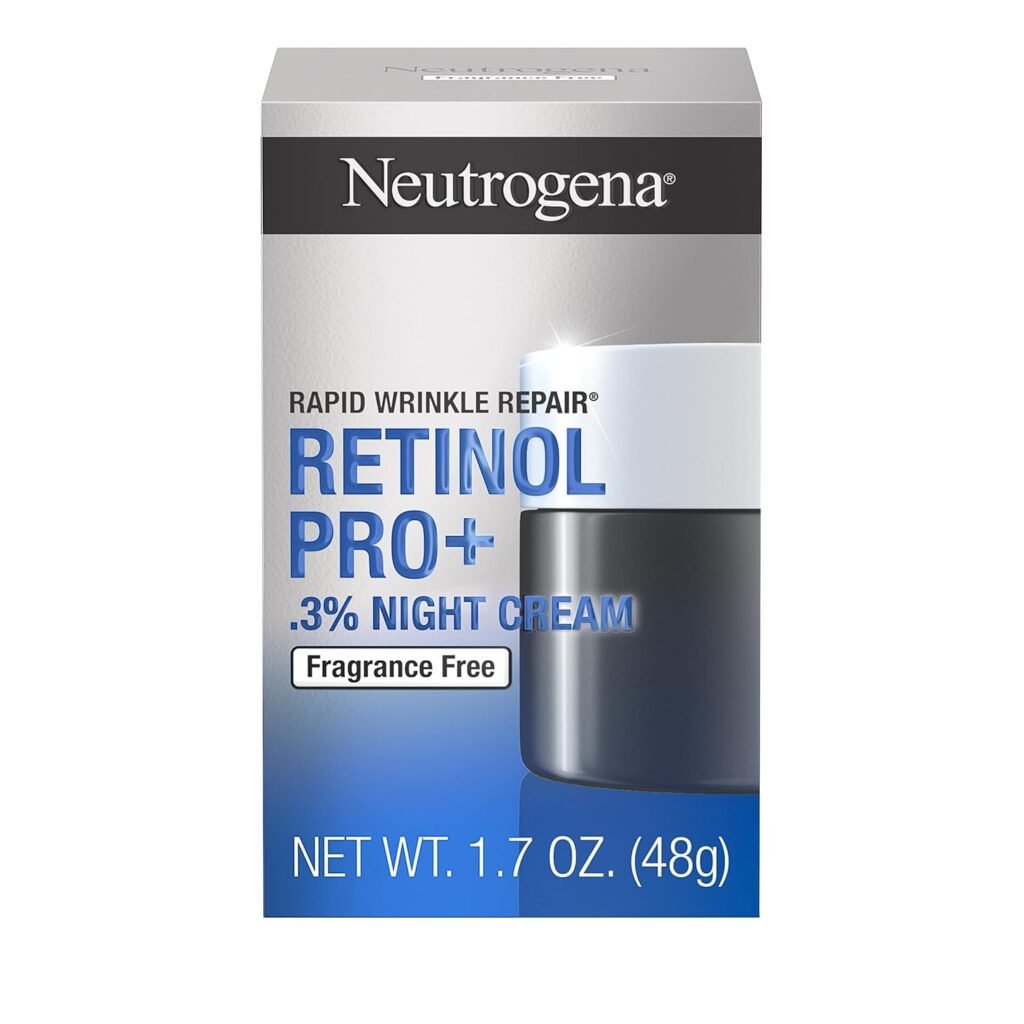 Neutrogena Rapid Wrinkle Repair Retinol Pro+ Anti-Wrinkle Night Moisturizer, Anti-Aging Face  Neck Cream, Formulated without fragrance, parabens, dyes,  phthalates, 0.3% Retinol, 1.7 oz
