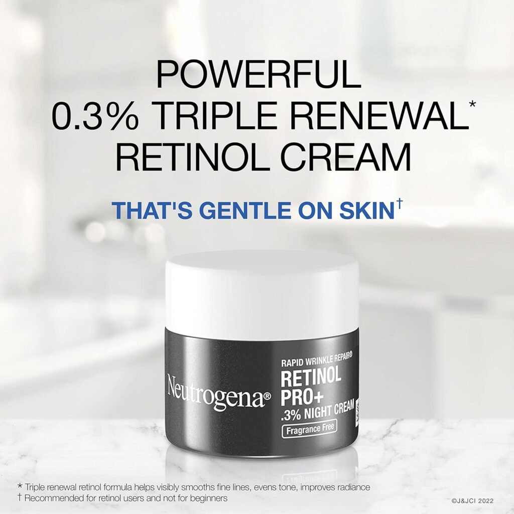 Neutrogena Rapid Wrinkle Repair Retinol Pro+ Anti-Wrinkle Night Moisturizer, Anti-Aging Face  Neck Cream, Formulated without fragrance, parabens, dyes,  phthalates, 0.3% Retinol, 1.7 oz