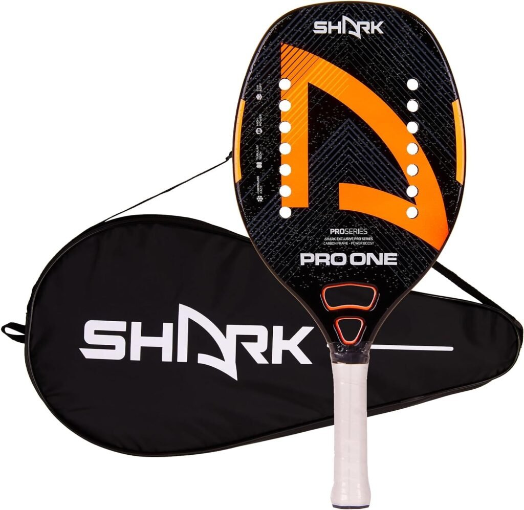 Shark Pro One - Professional Beach Tennis Racket | Carbon Frame, Fiberglass Face | Intermediate Level Players