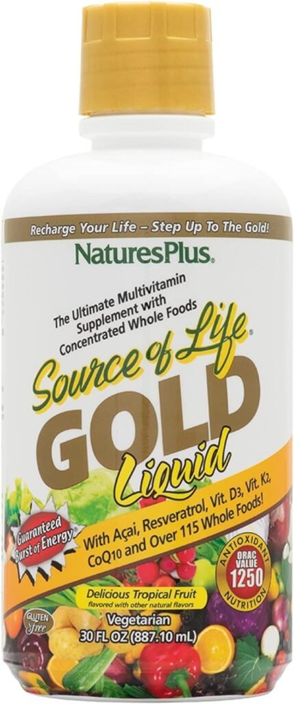Source of Life Gold Multivitamin Liquid - 30 oz - Supports Energy Production, Healthy Immune System  Well-Being - Includes Vitamins D3, B12, K2  Over 120 Whole Food Nutrients - 30 Servings