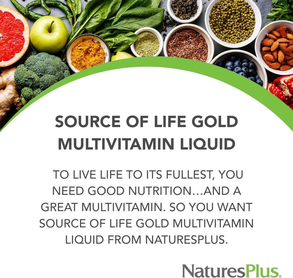 Source of Life Gold Multivitamin Liquid - 30 oz - Supports Energy Production, Healthy Immune System  Well-Being - Includes Vitamins D3, B12, K2  Over 120 Whole Food Nutrients - 30 Servings